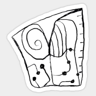 Abstract Drawing - 11 (Black) Sticker